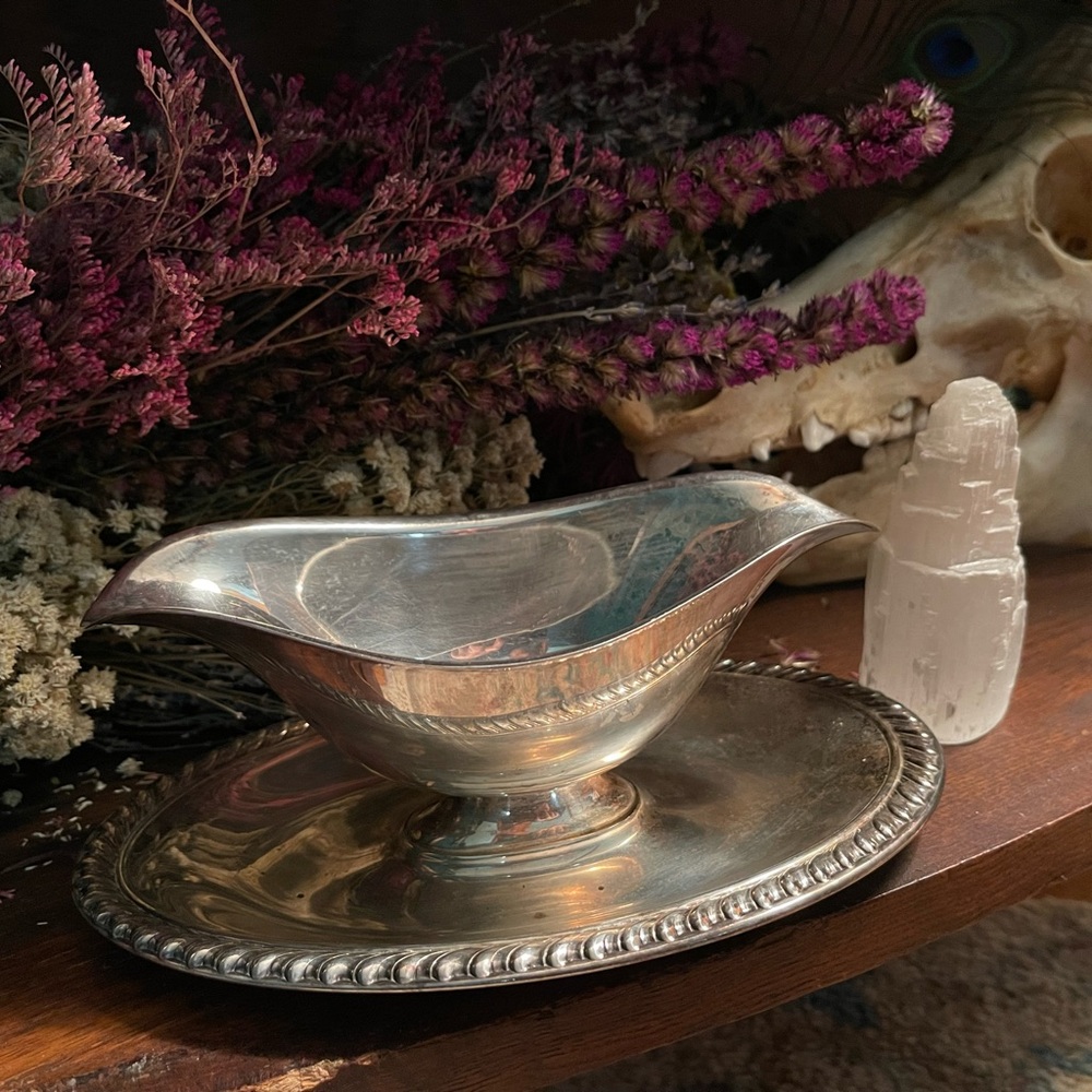 Antique Silver Metal Serving Dish